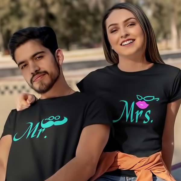 Couples t shirt black Mr and Mrs couple T Shirt