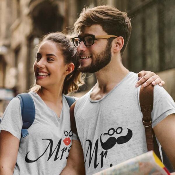 Couples t shirt grey Mr and Mrs couple T Shirt