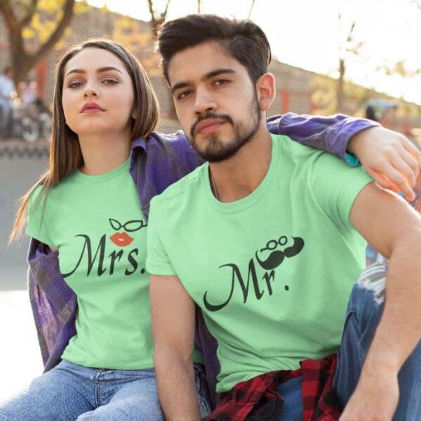 Couples t shirt mint Mr and Mrs couple T Shirt