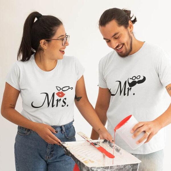 Couples t shirt white Mr and Mrs couple T Shirt