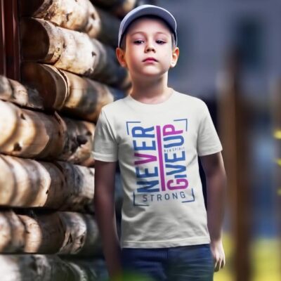 Never Give Up Kids T Shirt