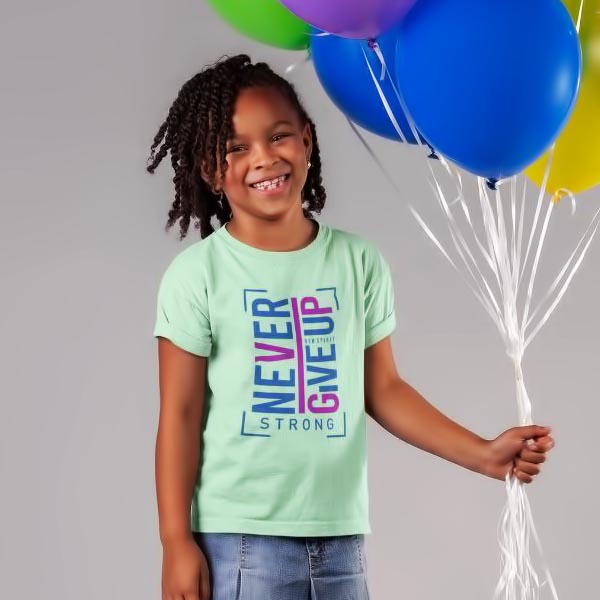 Never give up girls t shirt Never Give Up Kids T Shirt